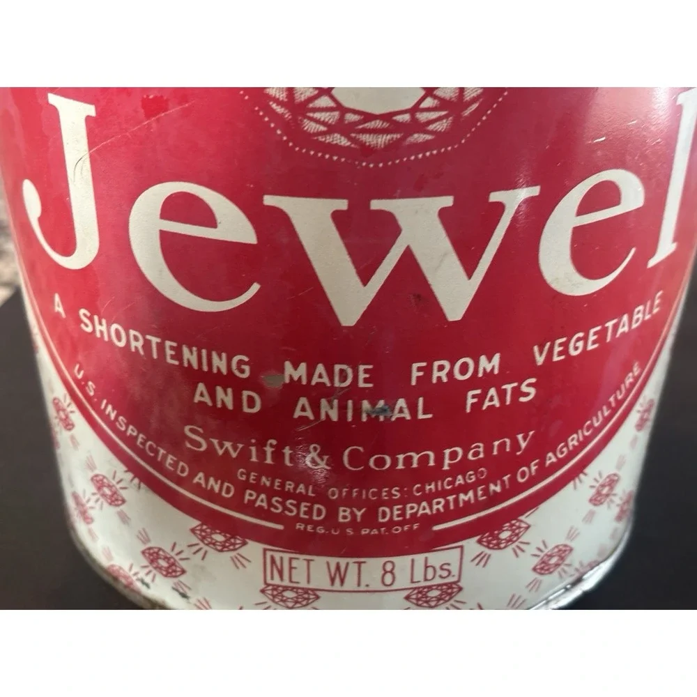 Vtg Swift's Jewel Shortening Bucket Pail Tin Can 8.25